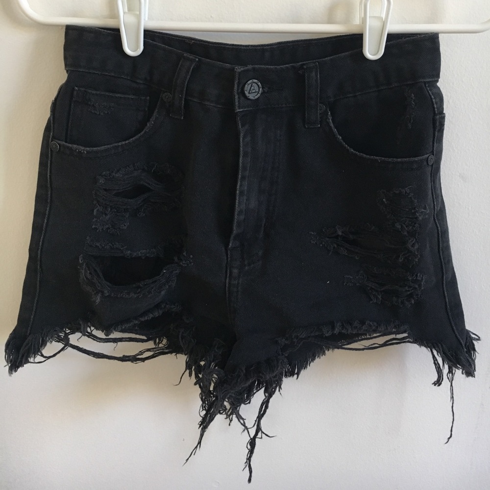 UNIF Black Denim High-Rise Cutoff Shorts (Size 26h