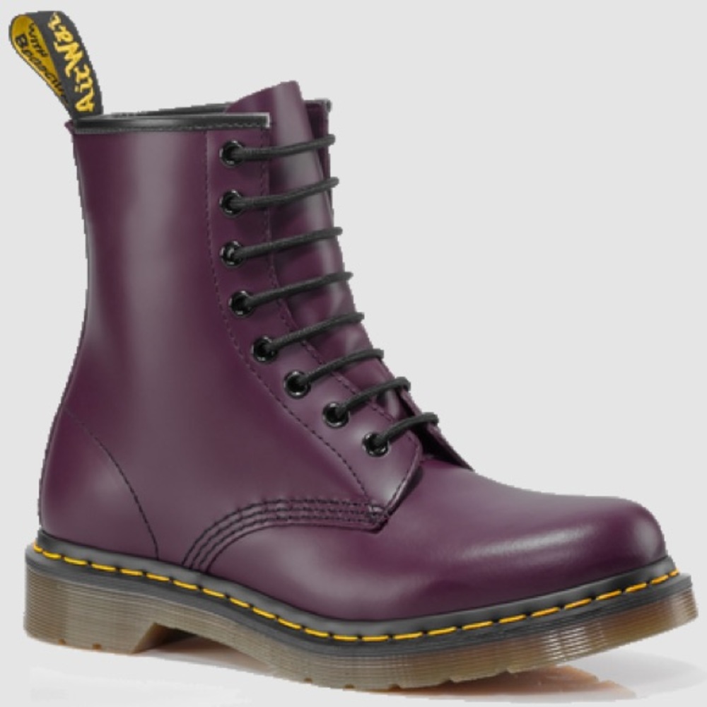 Dr Martens 8 Eye Smooth Purple Leather Boots