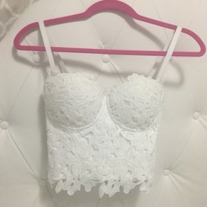 White Floral Crochet Bustier