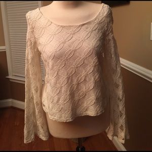 Ivory lace crop top with bell sleeves
