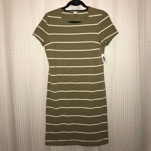Olive green and White striped dress