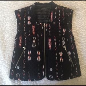 Zara Black Printed Quilted Vest