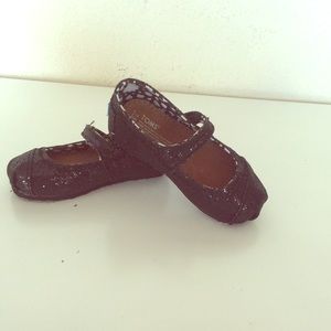 Toms Mary Jane Black Glitter size 5