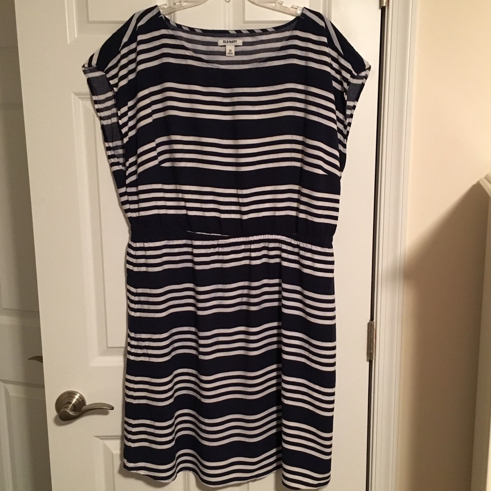 Blue and White Striped Dress