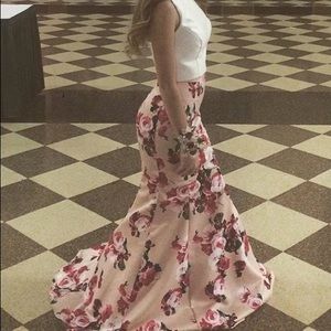 White and floral prom dress in brand new condition