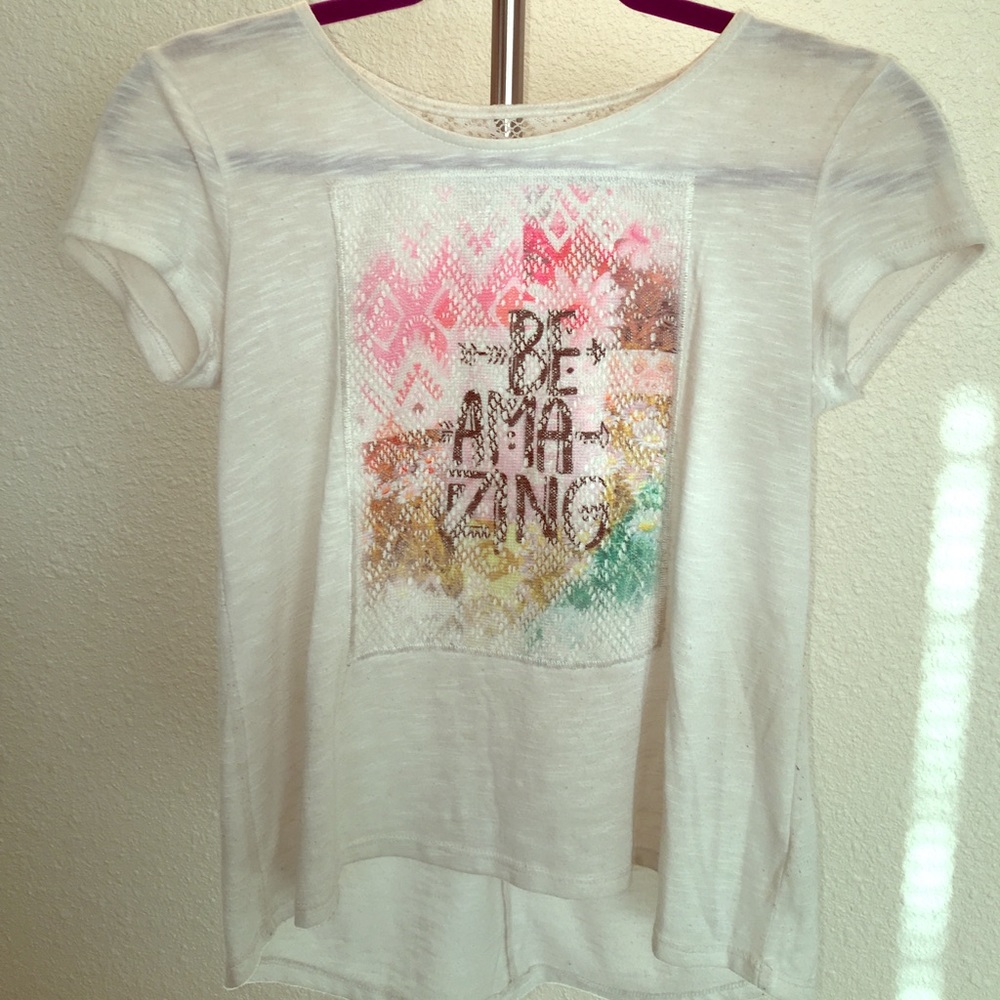Girls White Lace T-Shirt