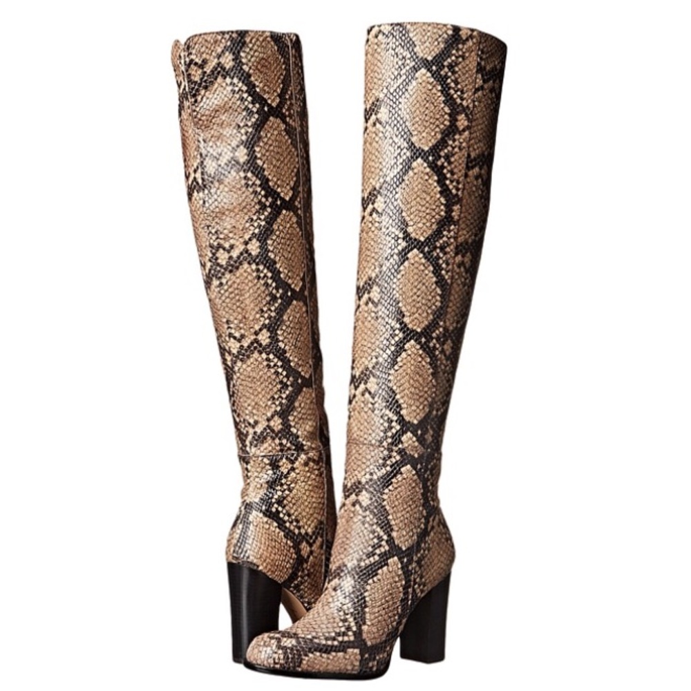 Rylan snake-effect leather over-the-knee boots