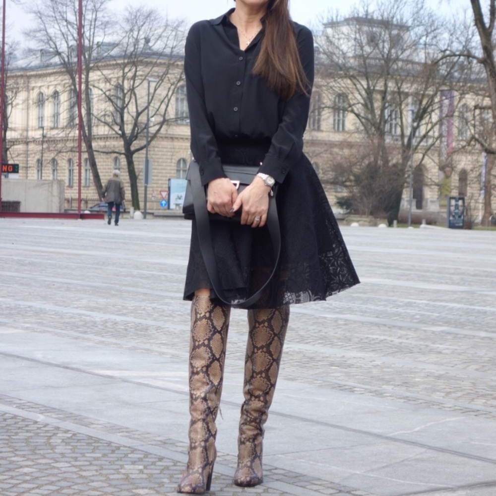 Rylan snake-effect leather over-the-knee boots - Picture 4 of 7