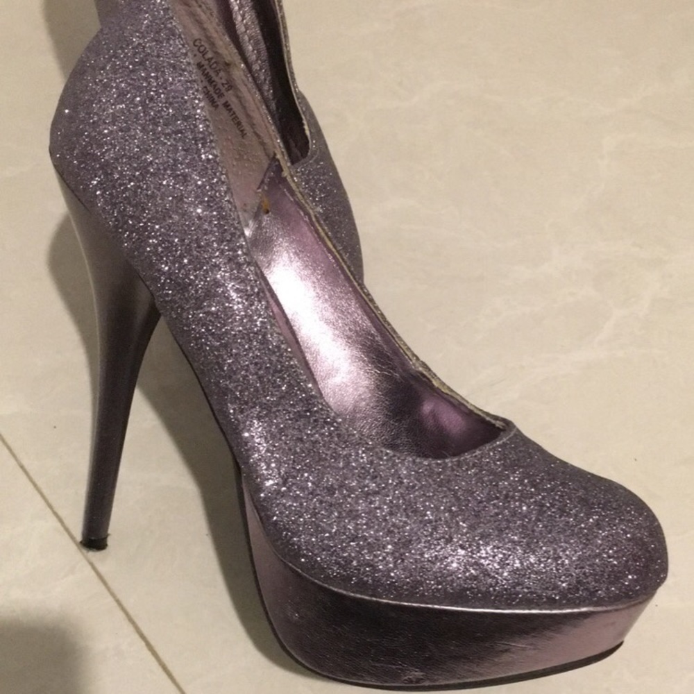 Purple glitter heels