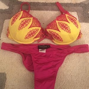 Beach Bunny Hot Pink & Fluorescent Yellow bikini