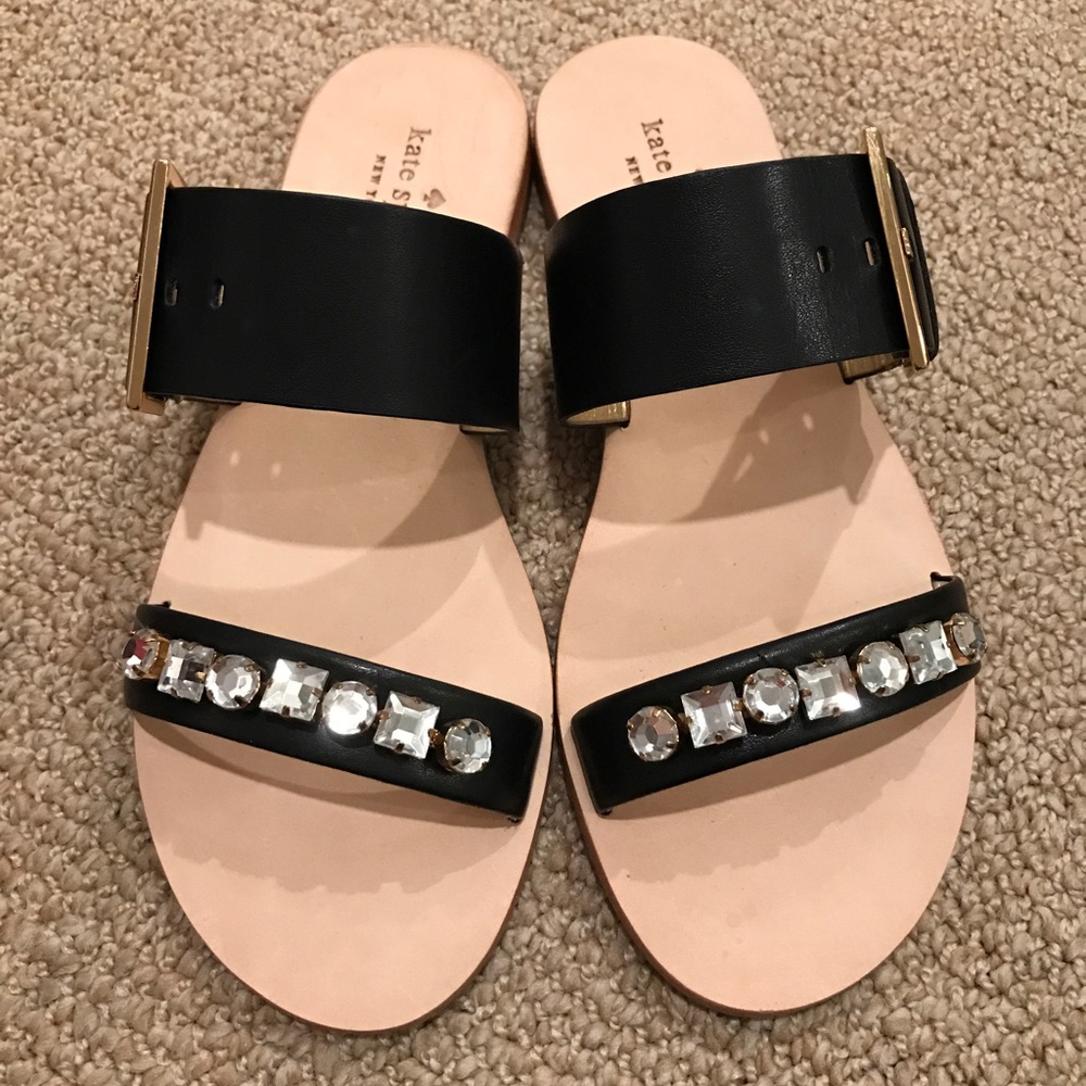 Kate Spade New York Astra Leather Jeweled Sandals - Picture 2 of 4