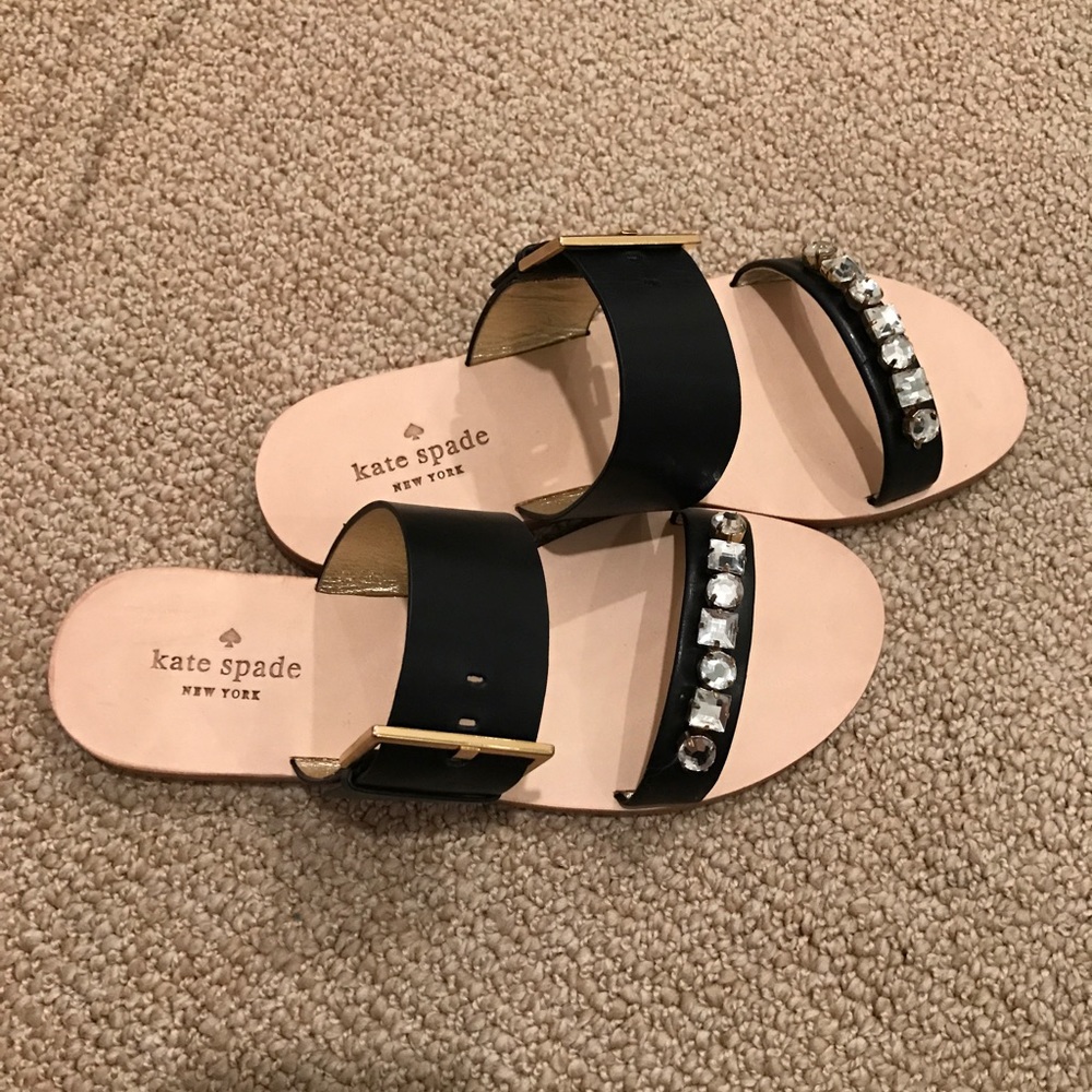 Kate Spade New York Astra Leather Jeweled Sandals - Picture 3 of 4
