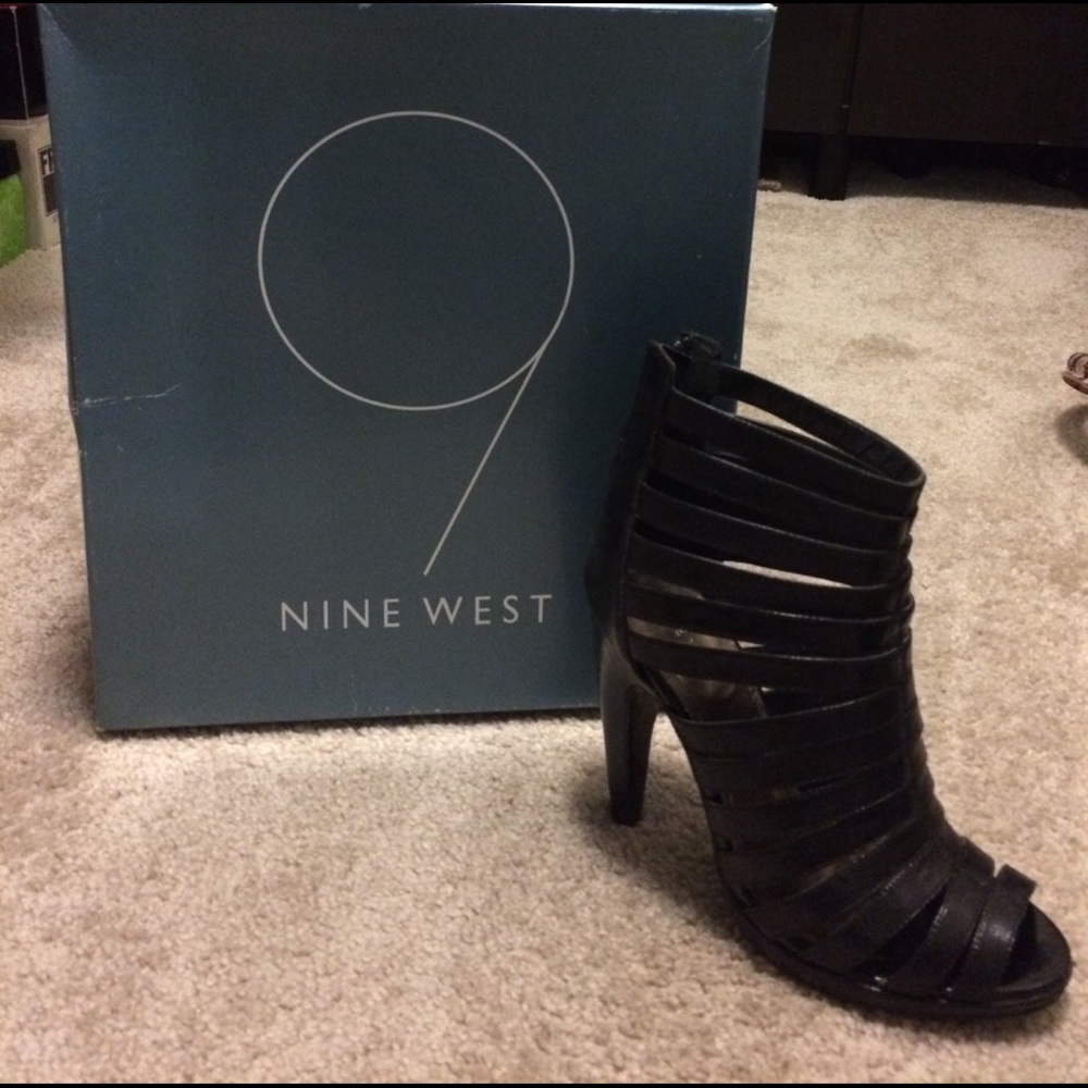 Black patent cage shoes