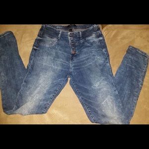 high waisted acid wash skinny jeans