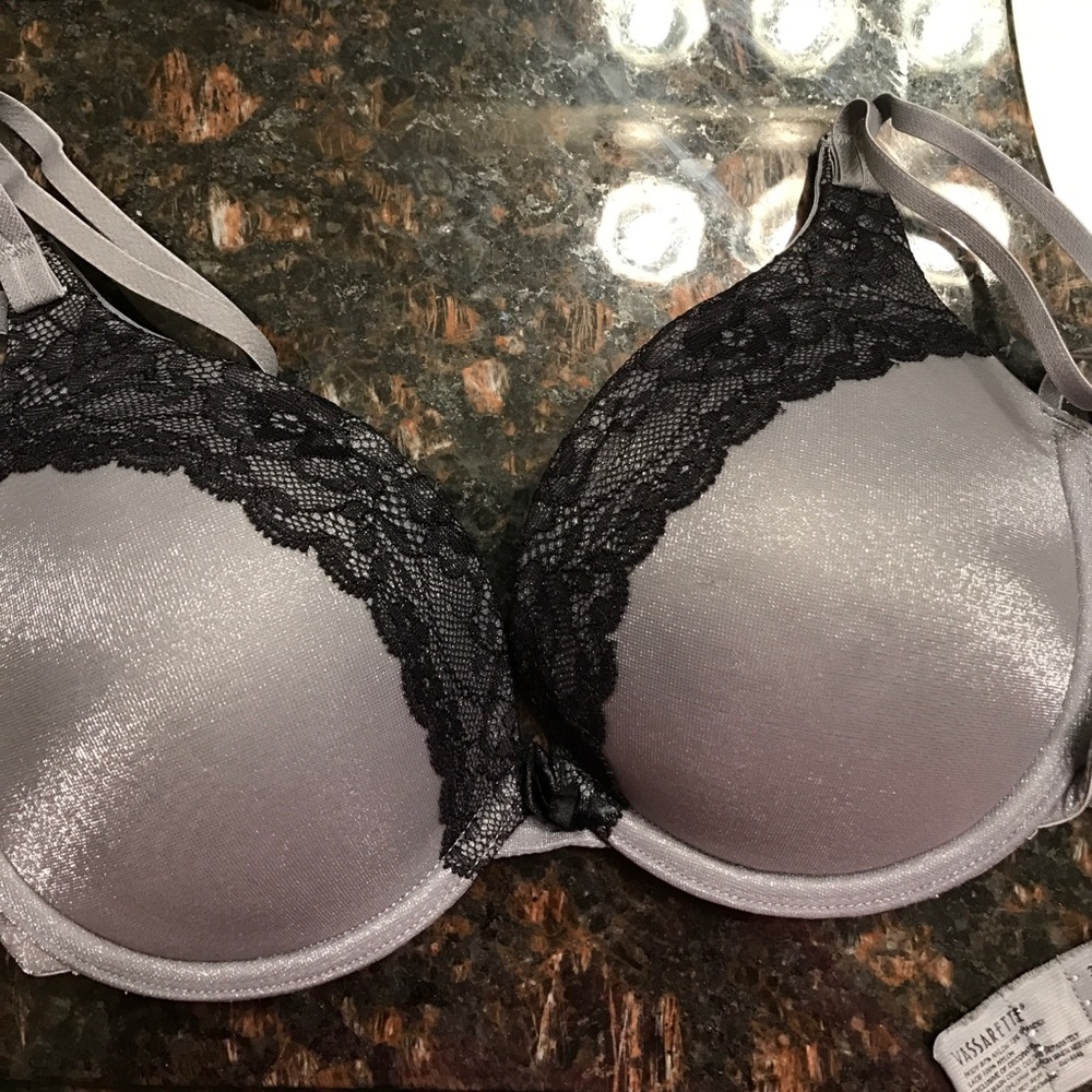 Black and Grey Lace Bra