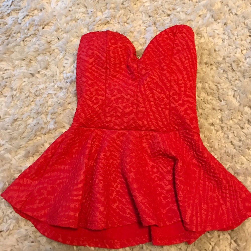 Arden B Red Strapless Top