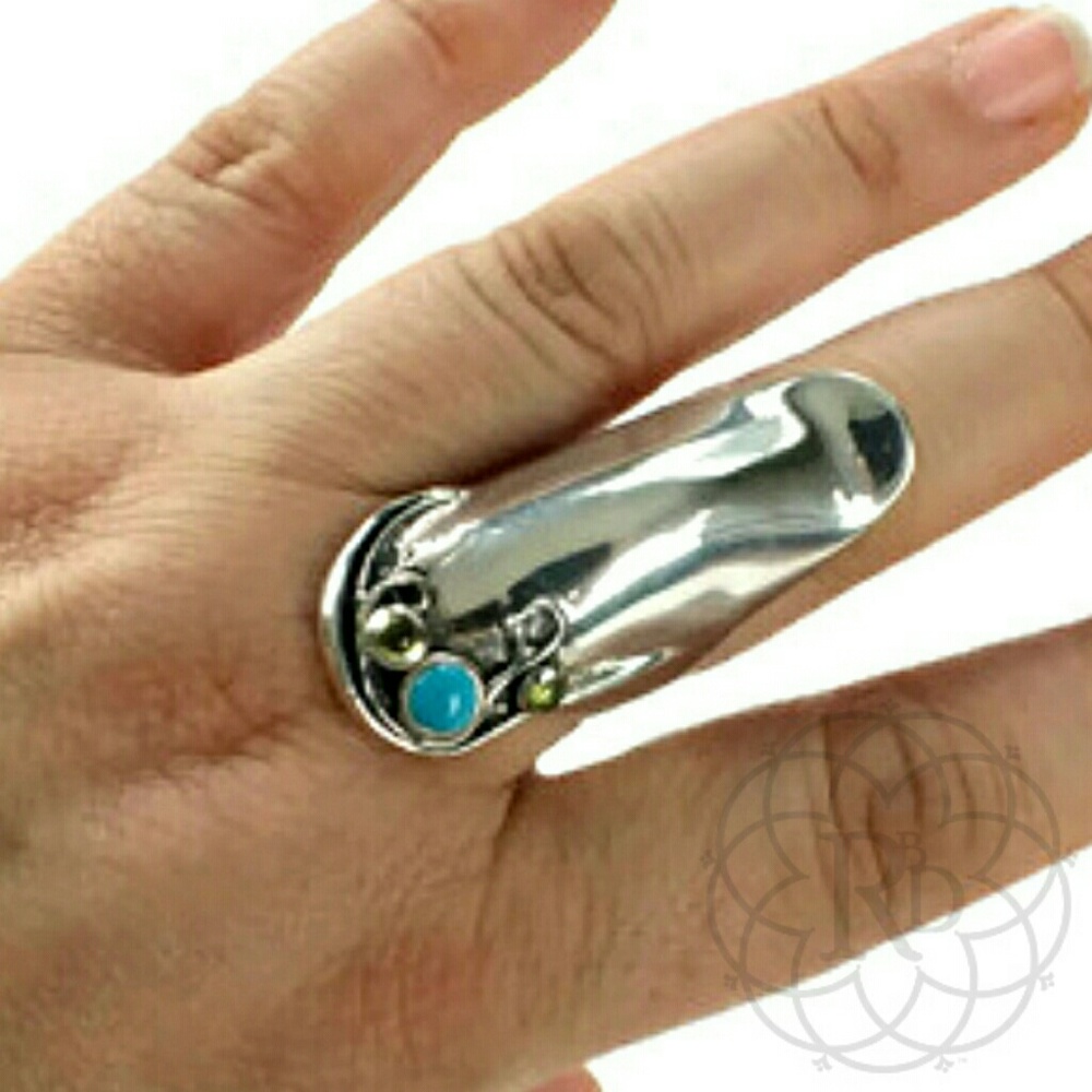 NEW Silverstone SS Turquoise & Citrine Dome Ring