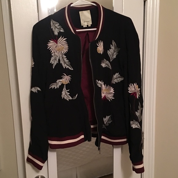 embroidered floral bomber jacket