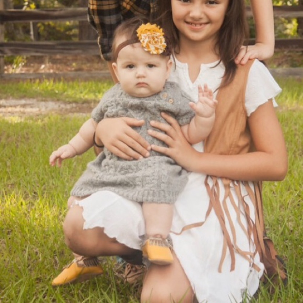 H&M baby girl dress with head band and moccasins