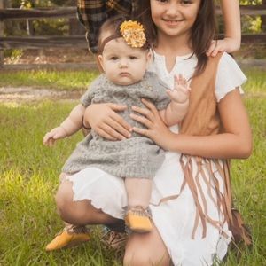 H&M baby girl dress with head band and moccasins