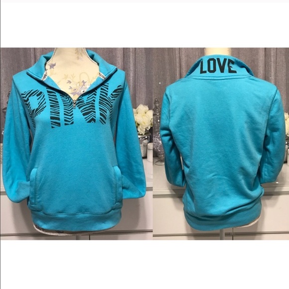 ❌SOLD❌Pink Victoria's Secret Half Zip - Picture 1 of 4
