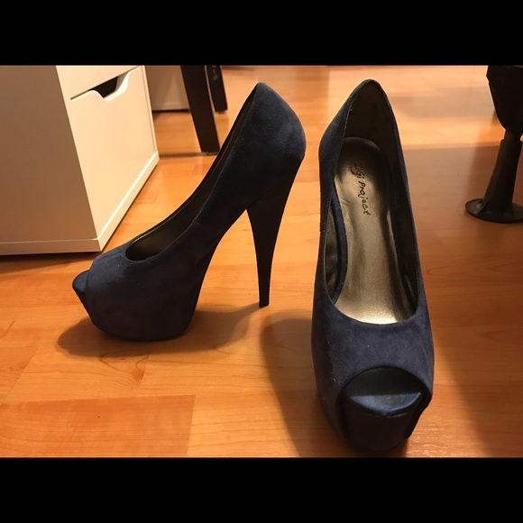 Blue Peep Toe Platform Heels from Bakers - Picture 2 of 3