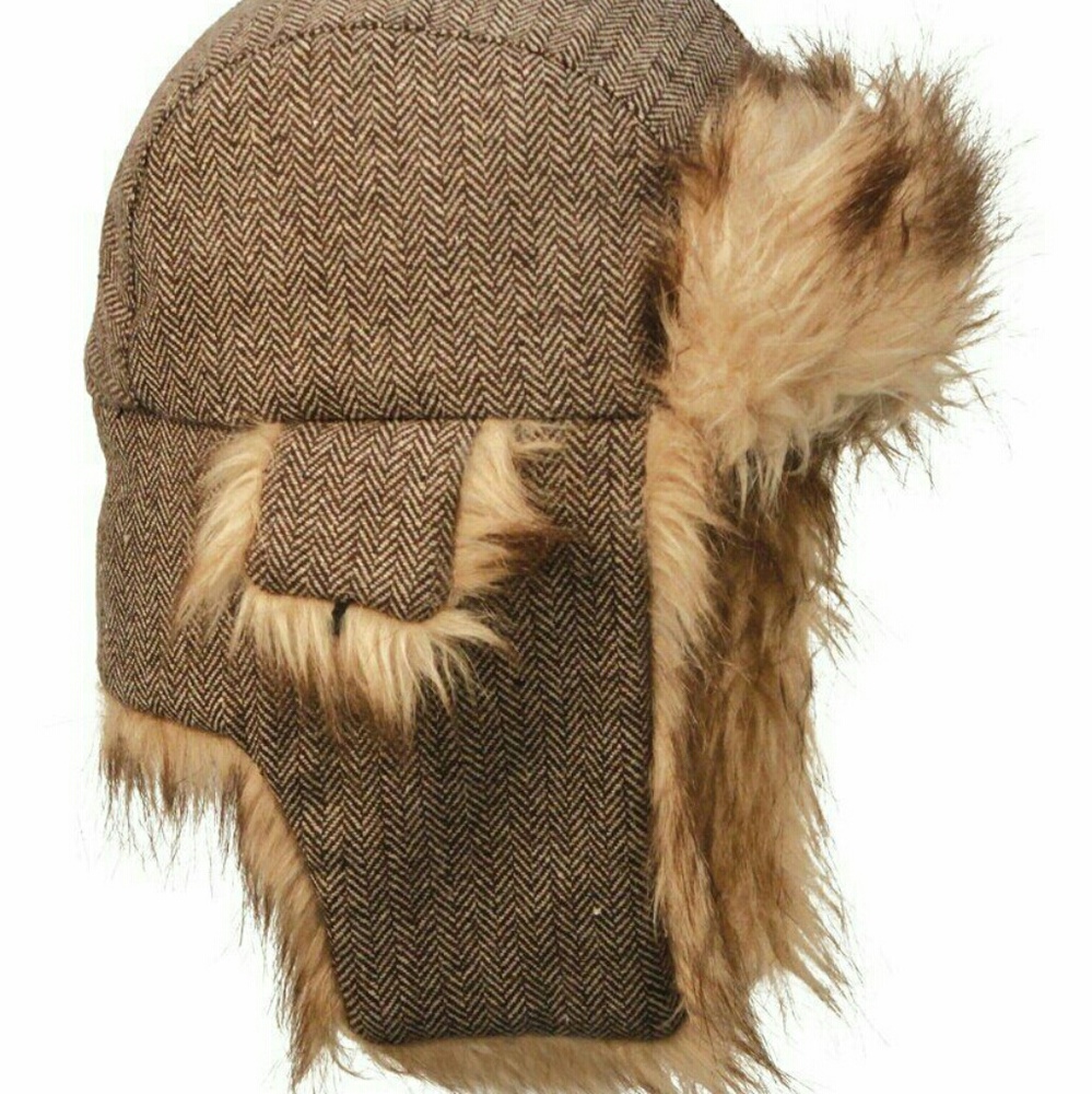 Brown Tweed Trapper Bomber Hat