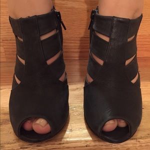 Greyish blue peep toe heels