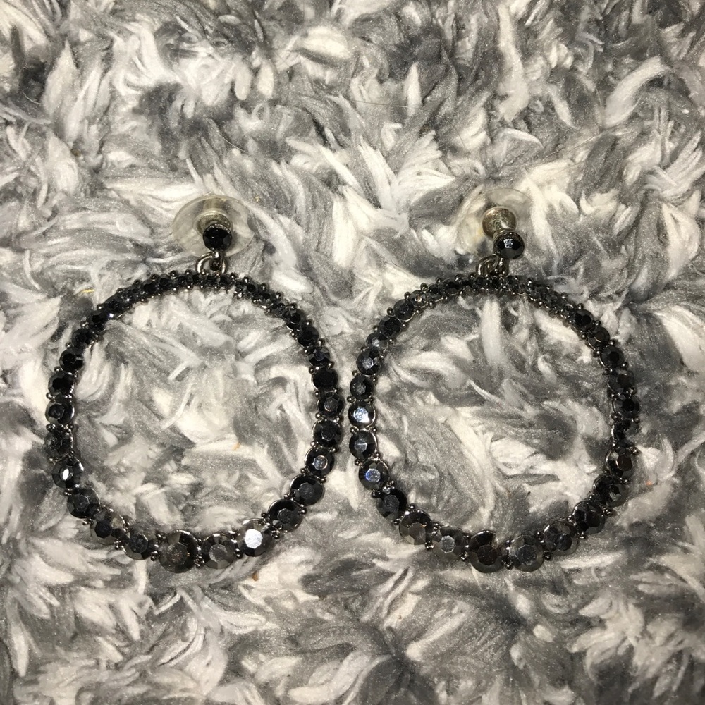Black rhinestone earrings