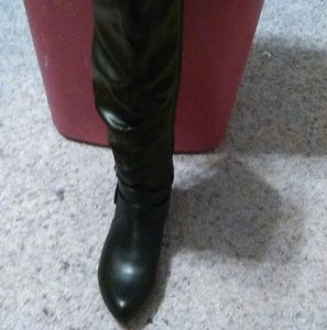 Wide Calf Black leather boots