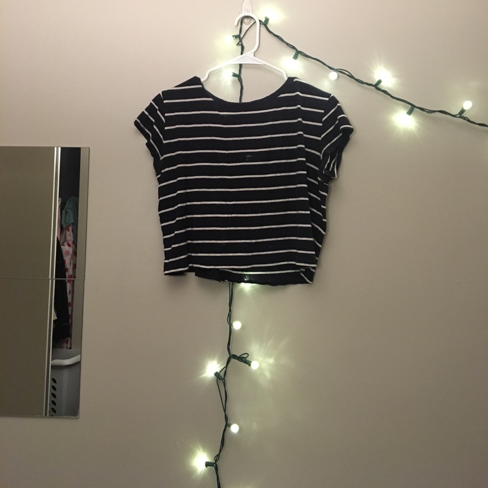 Navy & White Loose Crop Top