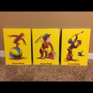 Curious George Matted Canvas Pictures
