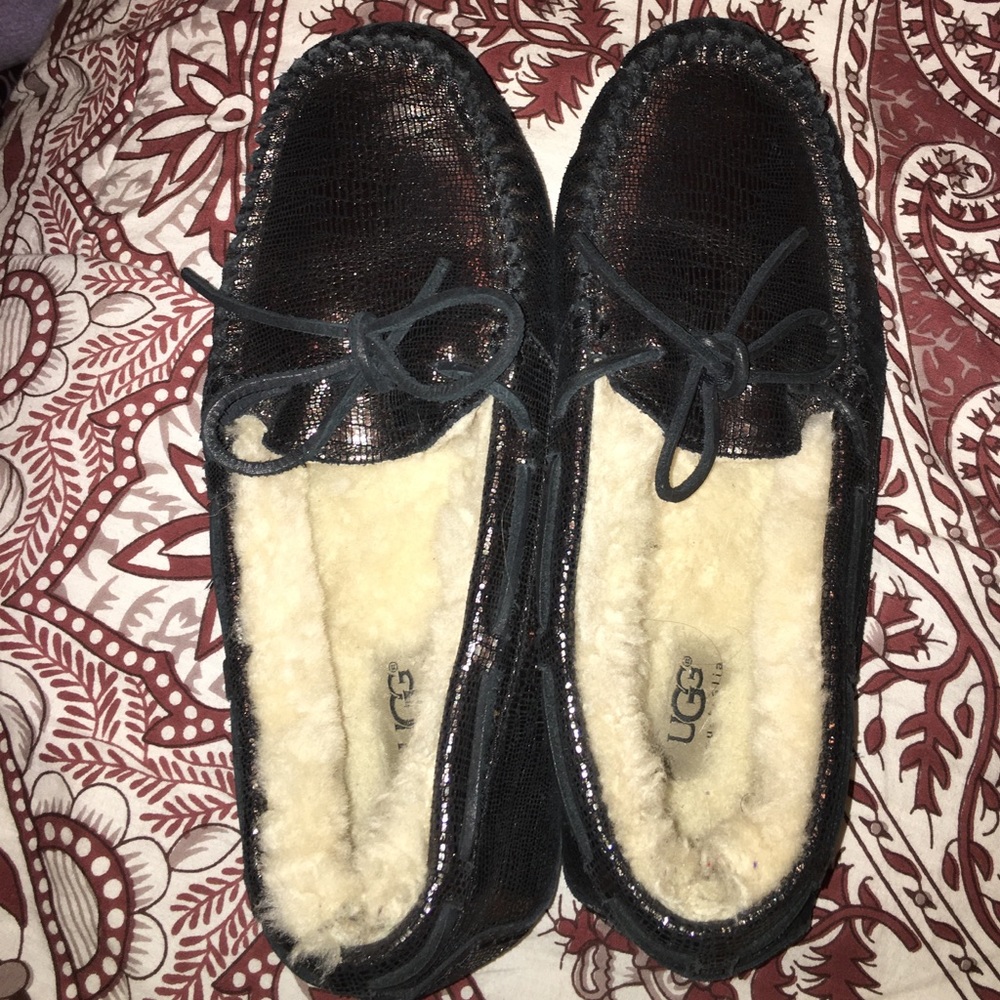 gold and brown shiny moccasin