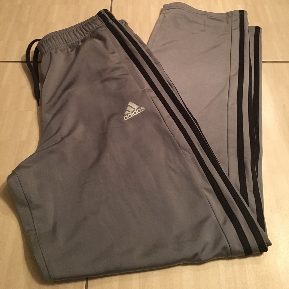 Gray with black stripe Adidas jogging pants
