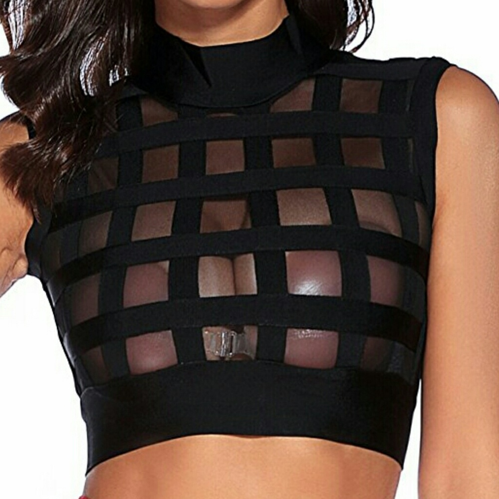 See through mesh crop top