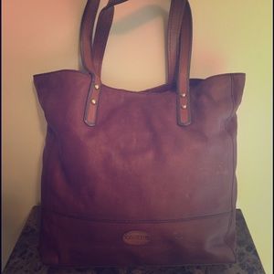 Fossil brown leather tote