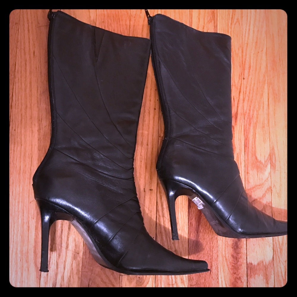 Black ALDO above calf boots- pointy square toe