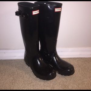Black Glossy Hunter Rainboots