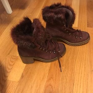 Steve madden burgundy ankle heeled lace up shoes