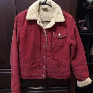 red sherpa lined jacket