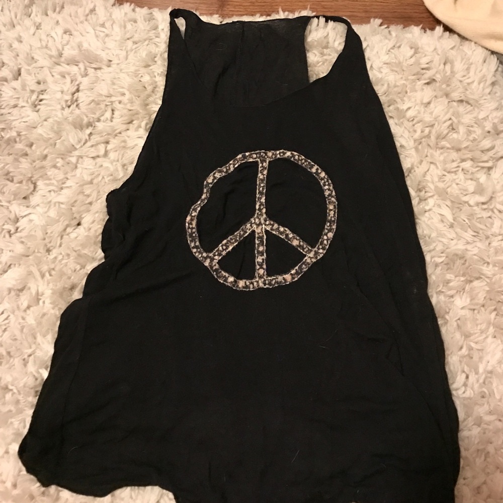 Brandy Melville Floral Peace Sign Shirt