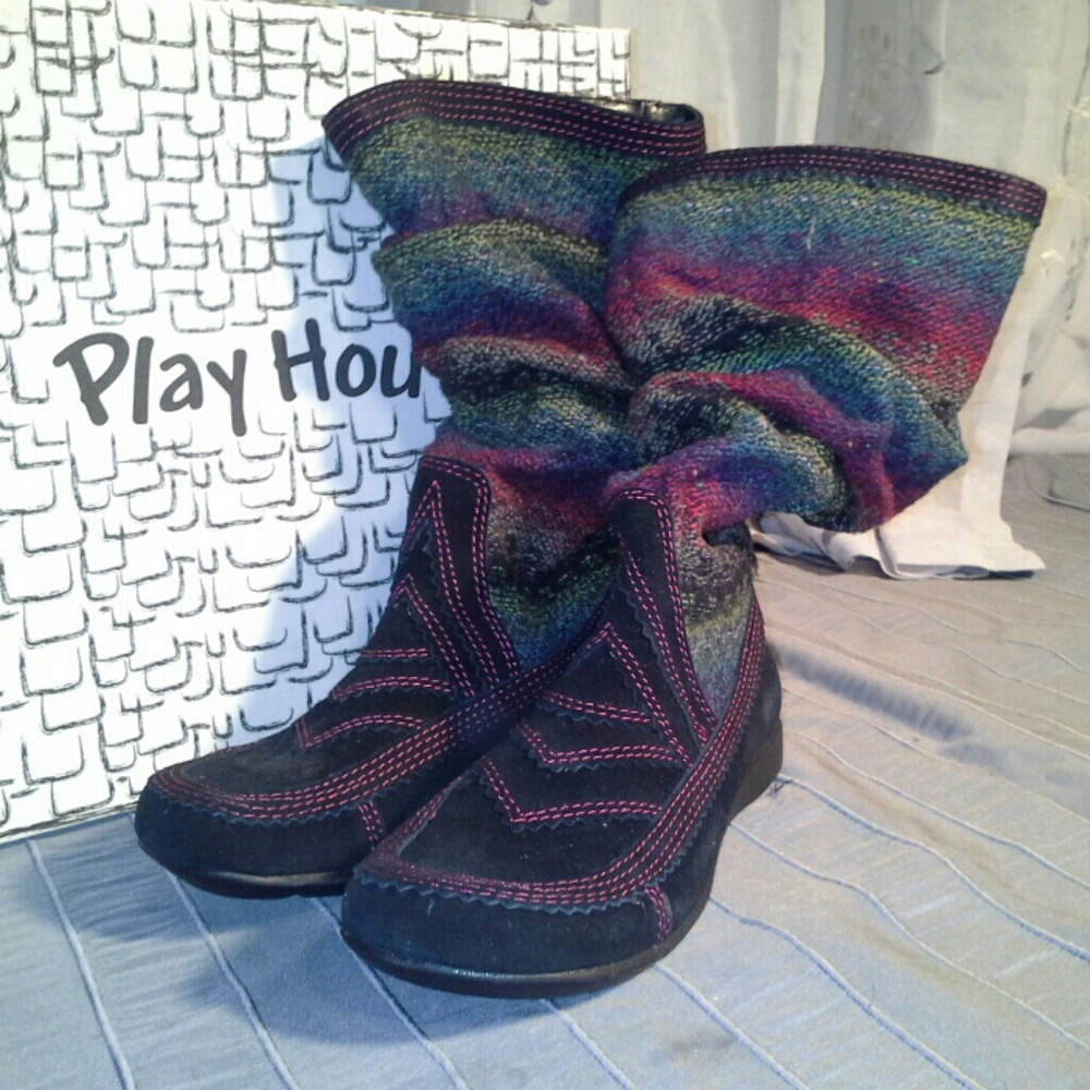 NEW Playhouse Ph-Lyra Black & Multi Knee Boot