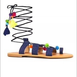 New Catherine Malandrino Mallindrie Sandals Denim