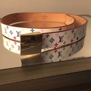 *Authentic* Louis Vuitton White Multicolor Belt