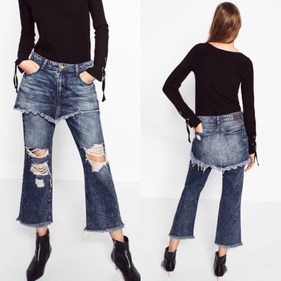 jeans with attached skirt