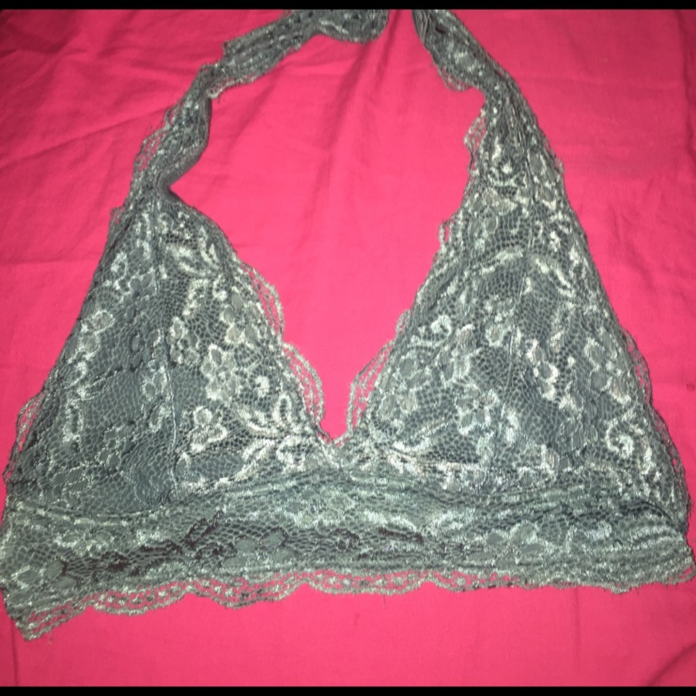 Teal halter lace bralette