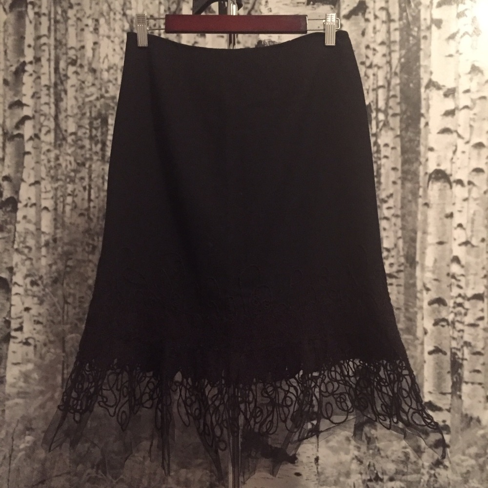 Spanner midi skirt embroidered mesh bottom