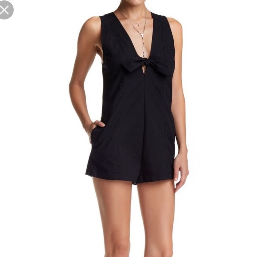 Free People 'Daisy' V-Neck Tie Front Romper