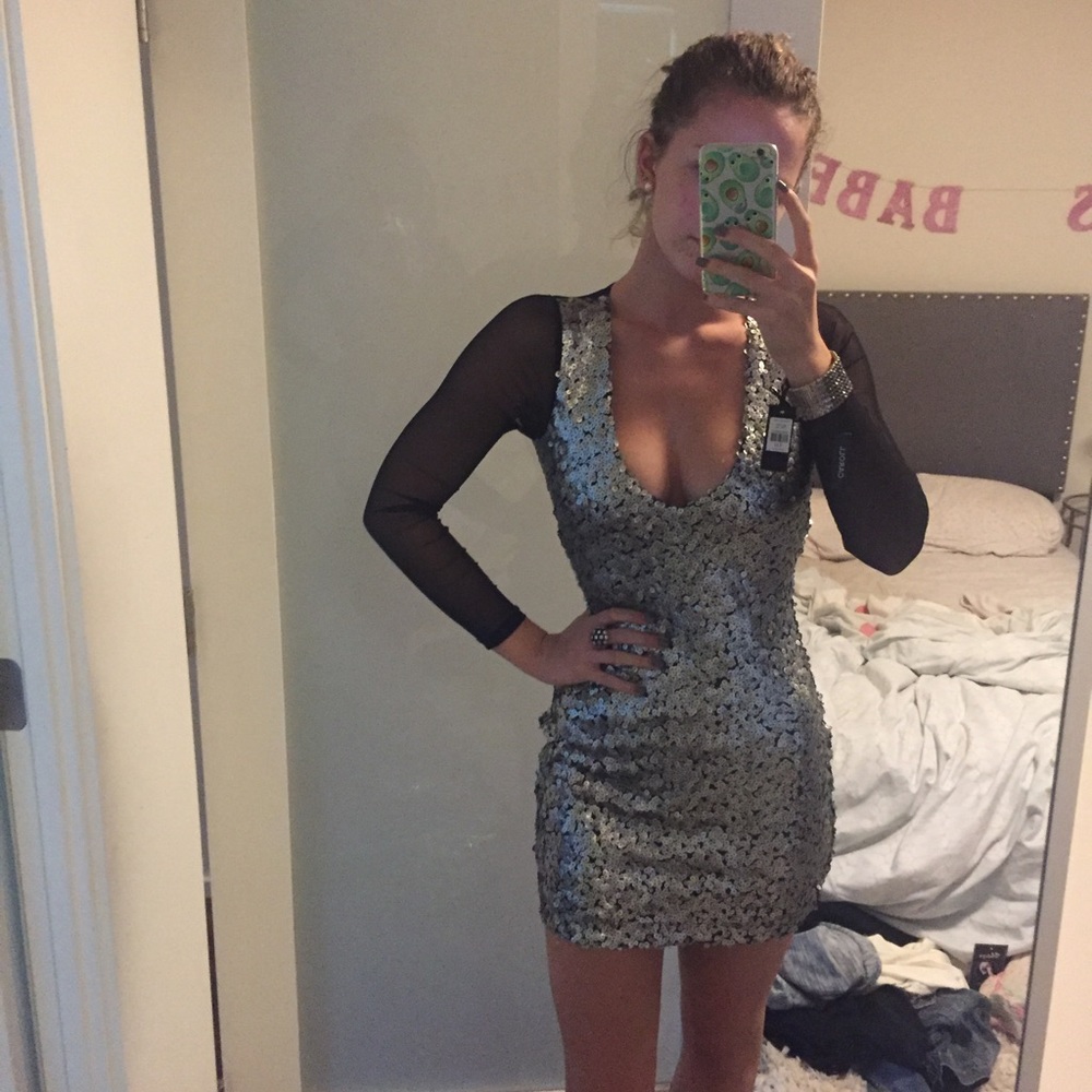 Nasty Gal Silver Sequin Dress