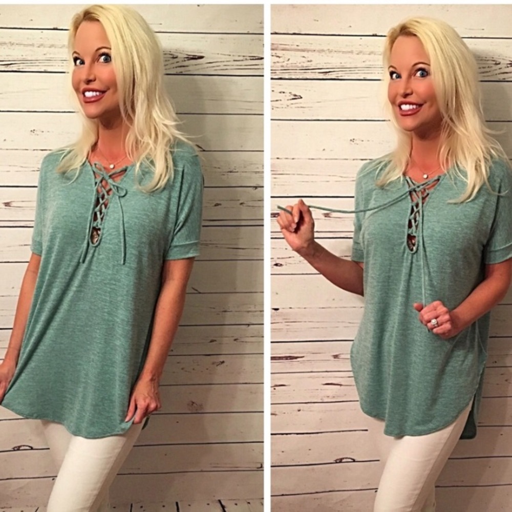 LAST1! šHi lo lace up top marled tunic! - Picture 1 of 3